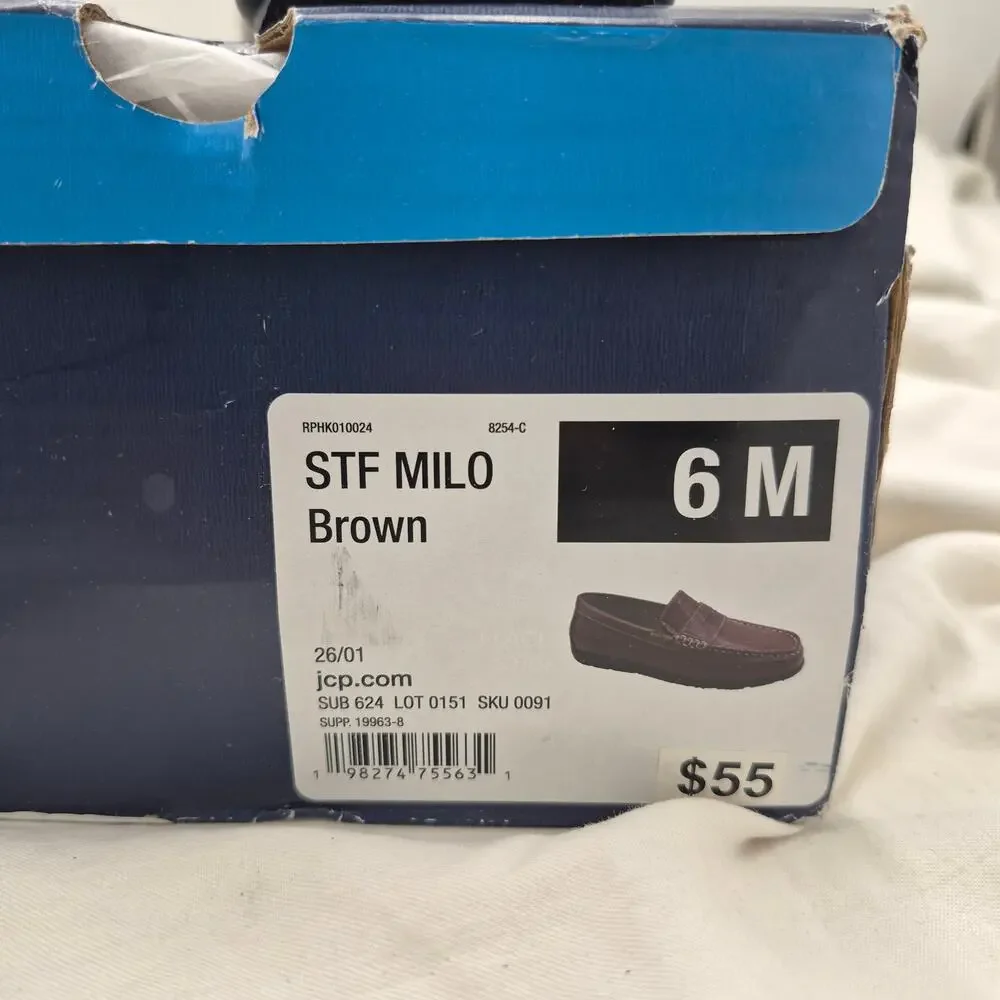 New Stafford Milo Brown Faux Leather Driving Moc Loafers Men Size 6M